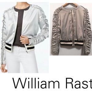 WILLIAM RAST Naomi Ruffled Bomber Grey Jacket-M       🚨Fall 2022 Trend Alert